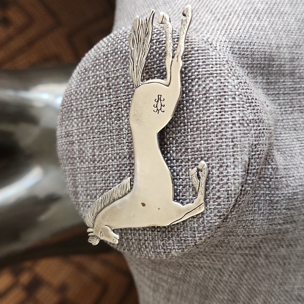 Amazing Vintage Native American Navajo Running Pony Pin by Frank Salcido πβ₯οΈ - Picture 3 of 11